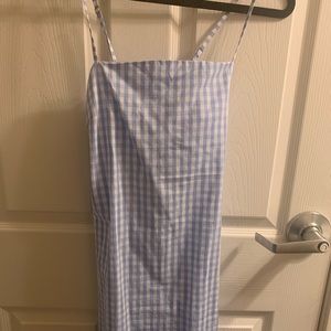 Blue and white checkered mini dress